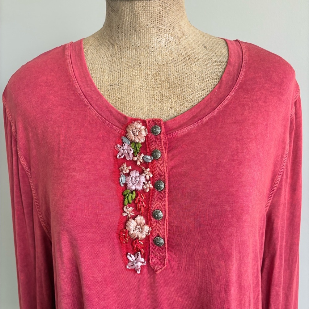 Aratta Silent Journey Boho Embroidered Henley Tunic - Picture 6 of 8